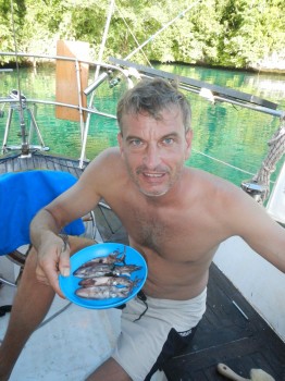 Catching fresh squid in the manana…the ink makes your mouth black...